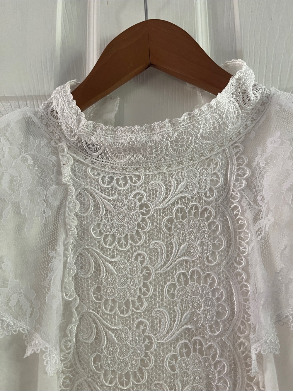 Vintage Jessica McClintock White Lace High-Neck Dress - Picture 3 of 11